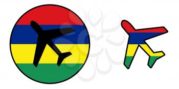 Nation flag - Airplane isolated on white - Mauritius