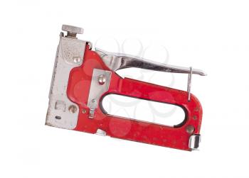 Construction hand-held stapler, isolated on white background, red