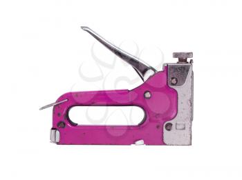 Construction hand-held stapler, isolated on white background, pink