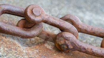 Old chain with rust, steel chain link fence