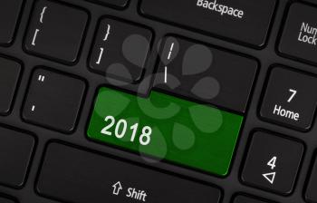 Text 2018 button, happy new year 2018 concept