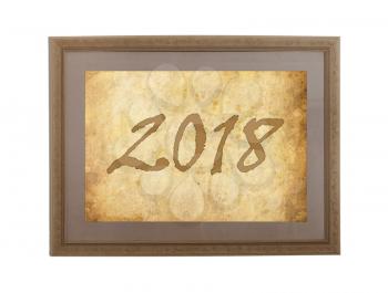 Old frame with brown paper - New year - 2018