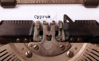 Inscription made by vinrage typewriter, country, Cyprus