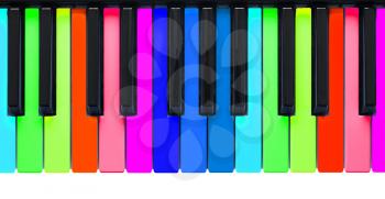 Rainbow piano keys, isolated on a white background