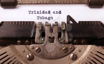 Inscription made by vintage typewriter, country, Trinidad and Tobago