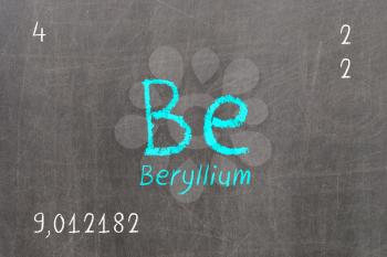 Isolated blackboard with periodic table, Beryllium, Chemistry