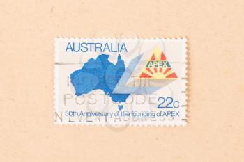 AUSTRALIA - CIRCA 1980: A stamp printed in Australia shows the 50th anniversary of the founding of APEX, circa 1980