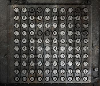 Old machine with numbers from 0 to 9