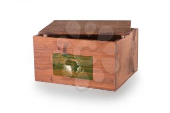 Wooden crate isolated on a white background, product of African Union