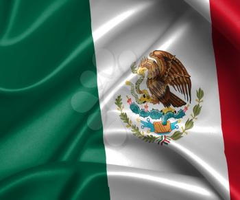 Waving flag, close up - Flag of Mexico