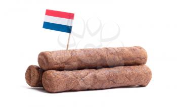 Three frikadellen, a Dutch fast food snack, isolated