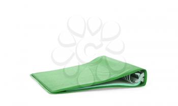 Old green ring binder isolated on a white background