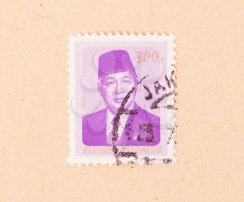 INDONESIA - CIRCA 1981: A stamp printed in Indonesia shows president Soekarno, circa 1981