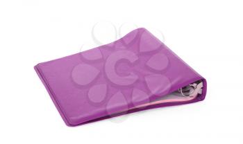 Old purple ring binder isolated on a white background