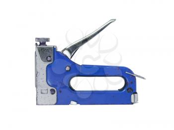 Construction hand-held stapler, isolated on white background, blue