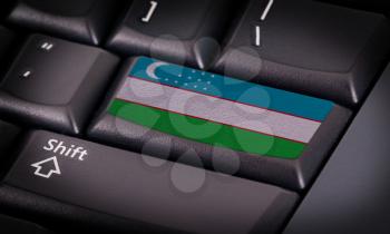 Flag on button keyboard, flag of Uzbekistan