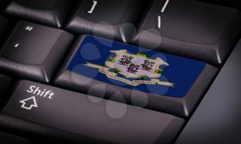 Flag on button keyboard, flag of Connecticut