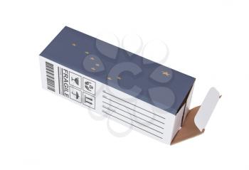 Concept of export, opened paper box - Product of Alaska