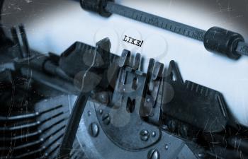 Close-up of an old typewriter with paper, selective focus, Like