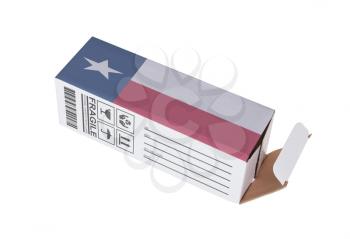 Concept of export, opened paper box - Product of Texas