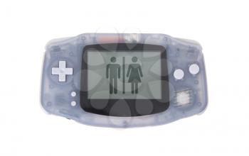 Old dirty portable game console with a small screen - boy or girl