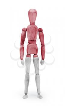 Wood figure mannequin with flag bodypaint on white background - Indonesia