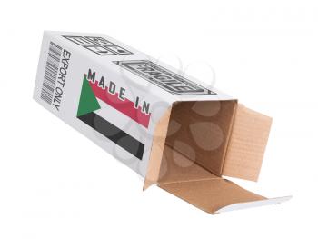 Concept of export, opened paper box - Product of Sudan