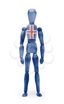 Wood figure mannequin with flag bodypaint on white background - Iceland