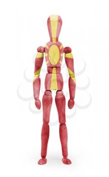 Wood figure mannequin with flag bodypaint on white background - Macedonia