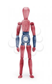 Wood figure mannequin with flag bodypaint on white background - Laos