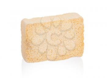Simple old yellow sponge isolated on white