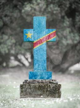 Old weathered gravestone in the cemetery - Congo