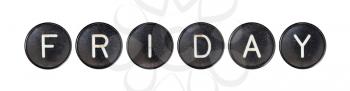 Typewriter buttons, isolated on white background - Friday