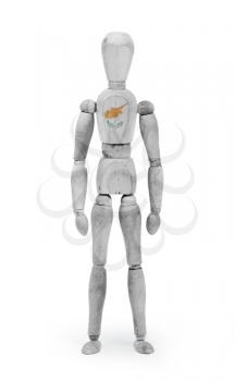 Wood figure mannequin with flag bodypaint on white background - Cyprus