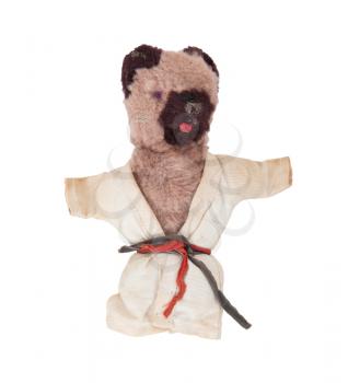 Teddy Bear wearing a judogi, isolated on white background