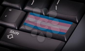 Flag on button keyboard, flag of Trans Pride