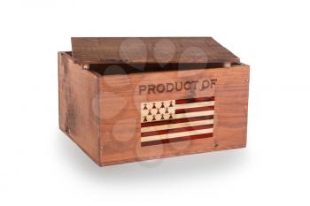 Wooden crate isolated on a white background, product of Brittany