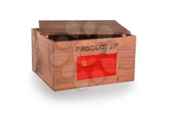 Wooden crate isolated on a white background, product of the USSR