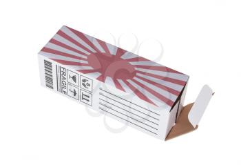 Concept of export, opened paper box - Product of Japan