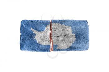 Rough broken brick, isolated on white background, flag of Antarctica