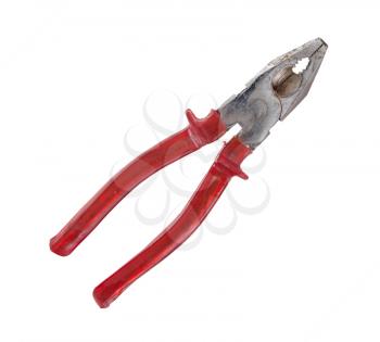 Old pliers isolated on a white background
