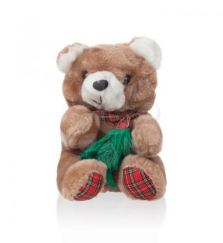 Teddy bear with scarf, isolated on white
