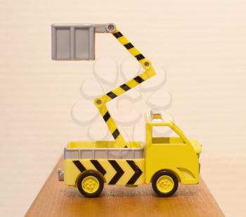 Old toy emergency truck isolated, childrens toy