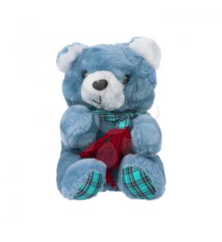 Teddy bear with scarf, isolated on white