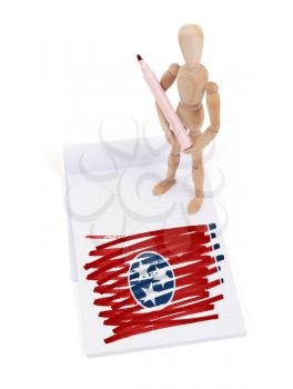 Wooden mannequin made a drawing of a flag - Tennessee