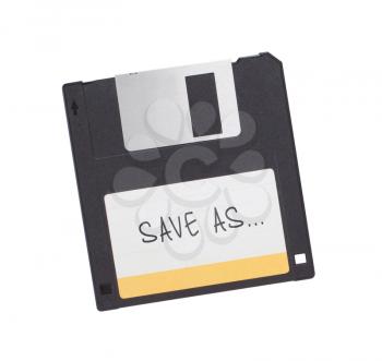 Floppy Disk - Tachnology from the past, isolated on white - Save as