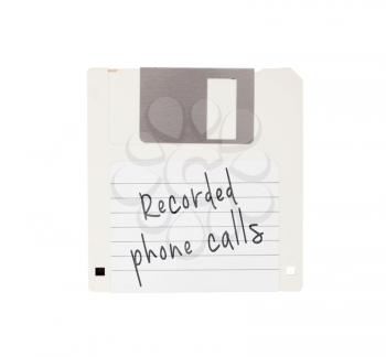 Floppy Disk - Tachnology from the past, isolated on white - Recorded phone calls