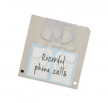 Floppy Disk - Tachnology from the past, isolated on white - Recorded phone calls
