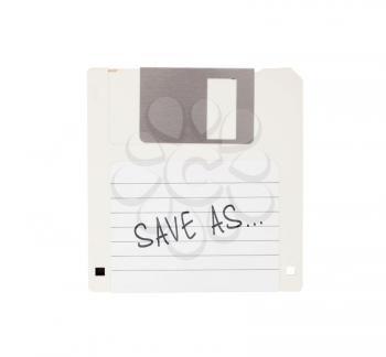Floppy Disk - Tachnology from the past, isolated on white - Save as