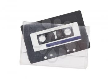 Vintage audio cassette tape, isolated on white background
